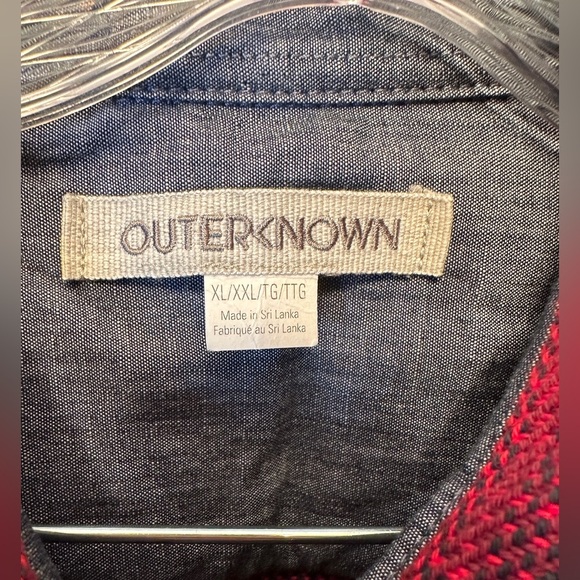 Outerknown Blanket Shirt Women’s XL/XXL Red Blue Button Up Heavy Twill Shacket - Picture 2 of 10